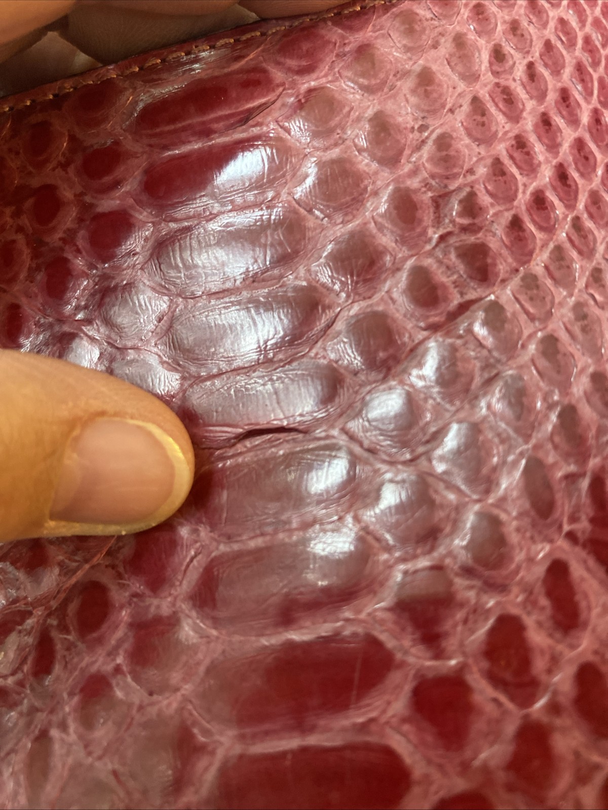 RARE VTG Kate Spade Pink Python Small Leather Buc… - image 16