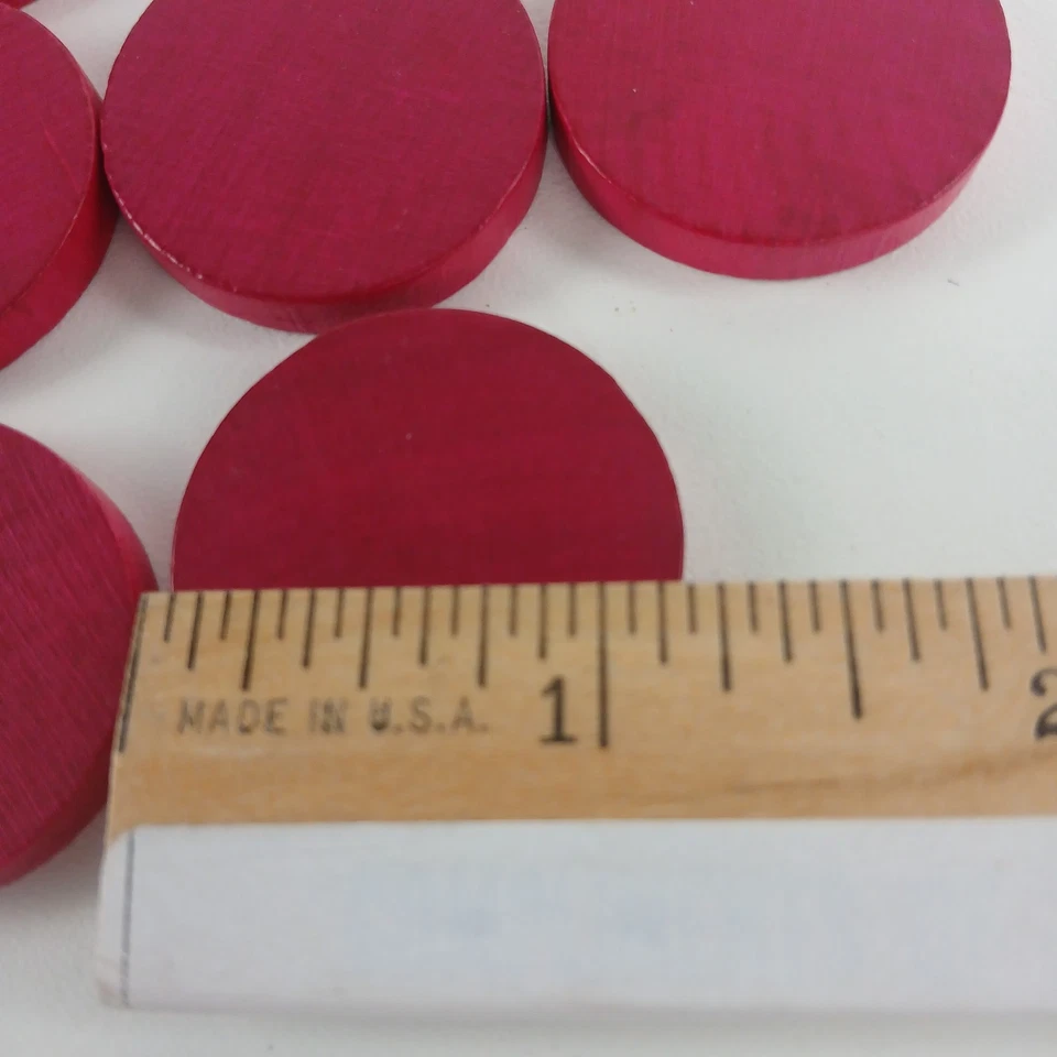 Vintage Wood Backgammon Pieces Dice Round Shakers Checkers 14 Red 15 Natural - Image 3 of 4