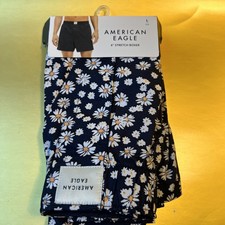 AMERICAN EAGLE BOXERS LARGE 35"-38" FLORAL WAIST DAISY 4" INSEAM GREAT GIFT