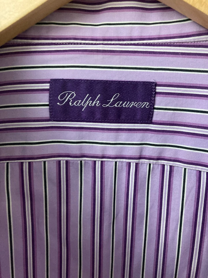 Camisa de vestir Ralph Lauren etiqueta púrpura púrpura puños franceses 44/17,5 en muy buen estado Foto 3 de 4