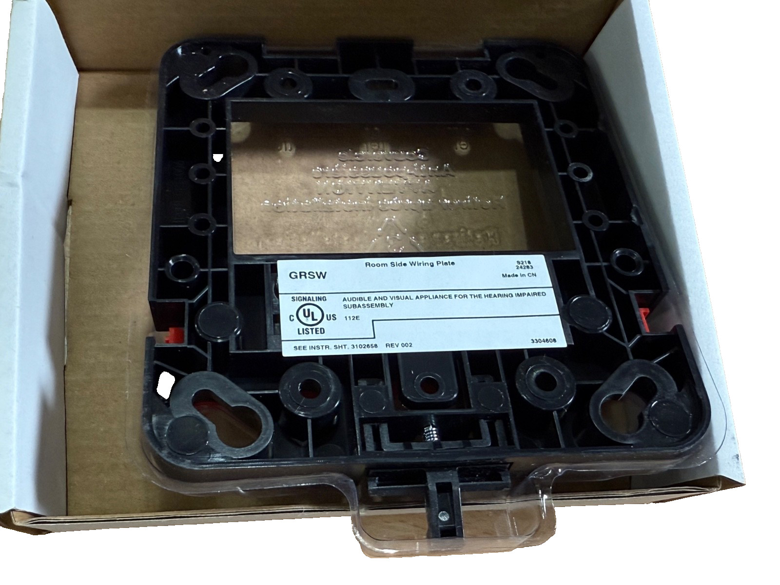 EST Edwards GRSW Fire Alarm Room Side Wiring Plate (NEW IN BOX)