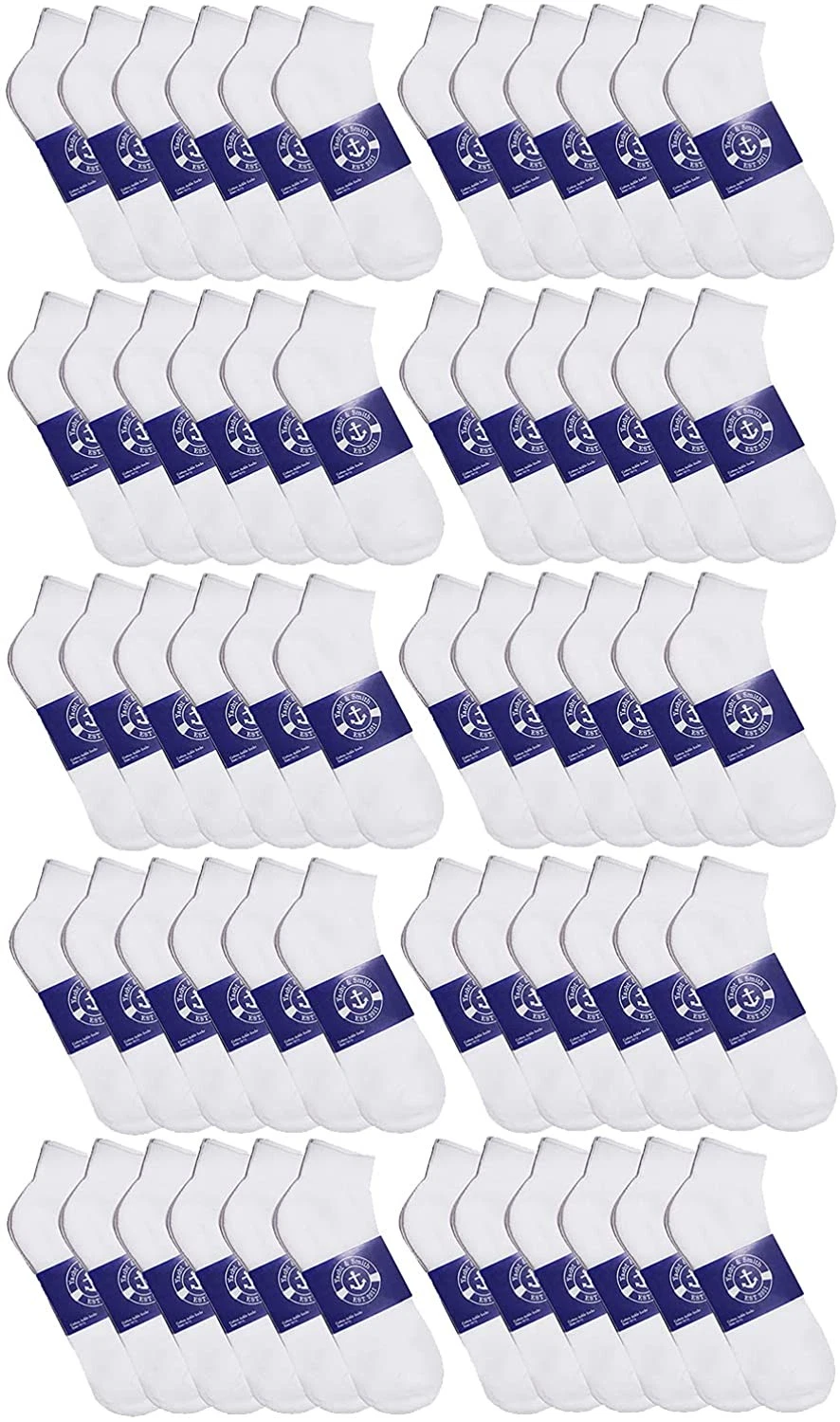 72 Pairs Mens & Womens Quarter Ankle Socks, Cotton, Donation Homeless