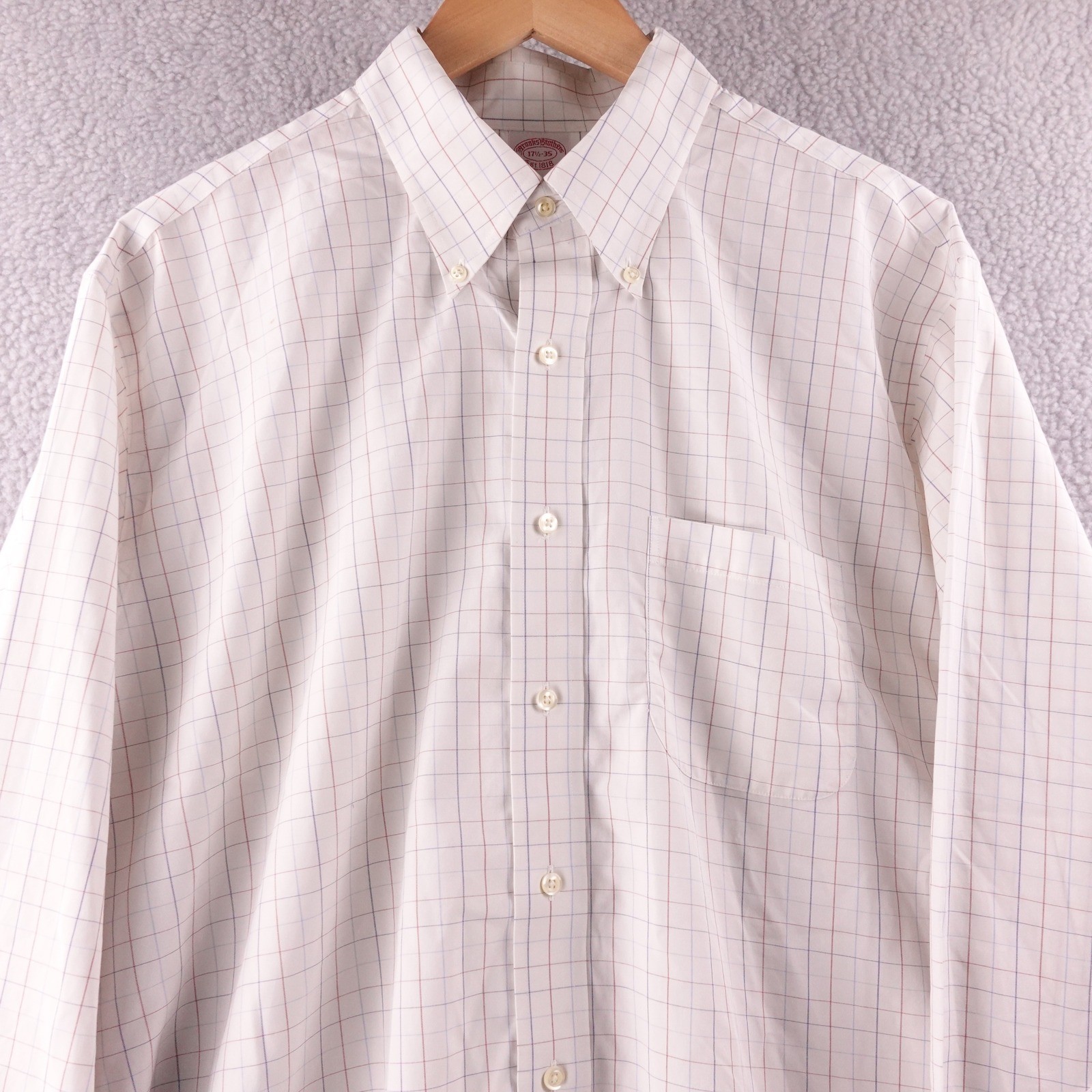 Brooks Brothers Mens Traditional Fit Gingham Check Button Down Shirt 17.5-35