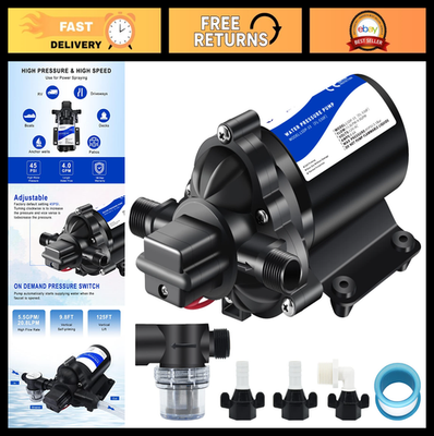 #ad 12V Water Pressure Booster Pump Self Priming 50psi 4GPM for RV Marine Gard $99.99