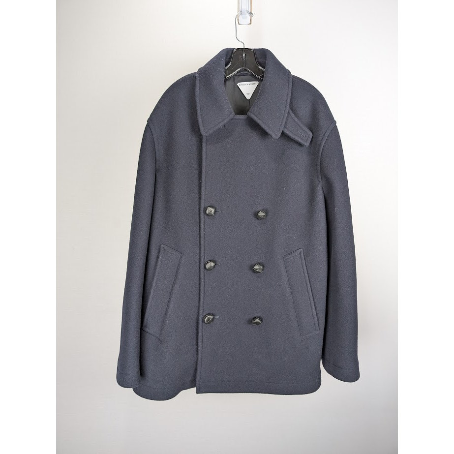 Bottega Veneta Double Wool Cashmere Coat in Midnight Blue