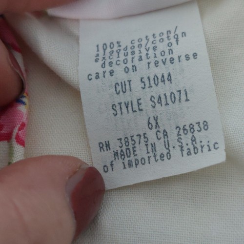 Vintage 90s JO LENE Girls Country Floral Cotton Party Dress Holiday Sz 6X USA - Picture 13 of 14