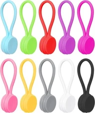 Quacc 10 PCS Reusable Magnetic Cable Ties Multicolor