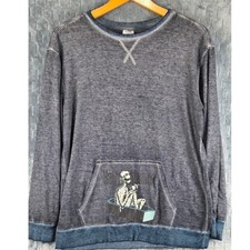 Disney Haunted Mansion Mummy Thermal Waffle Knit Sweatshirt Blue Mens Medium