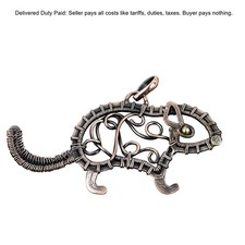 Copper Stone Art Deco Confirmation/Communion Daughter Boho Rat Wire Wrap Pendant