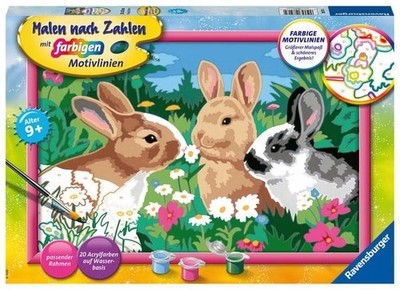 CreArt, Malen nach Zahlen Kinder - Putzige Häschen