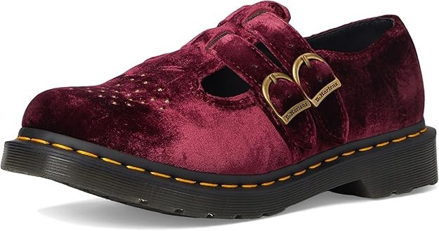 Dr.Martens メリージェーン 赤ベルベット Dr. Martens Women's Vegan 8065 Mary Jane Flat Cherry Red Velvet