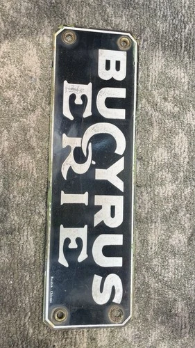 Vintage Porcelain Sign Bucyrus Erie Crane Sign