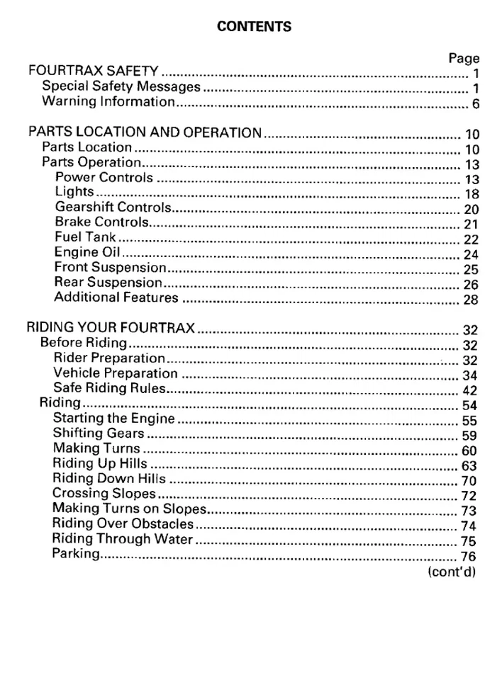 Honda TRX400EX FourTrax 1999 Owners Manual - Image 2 of 4