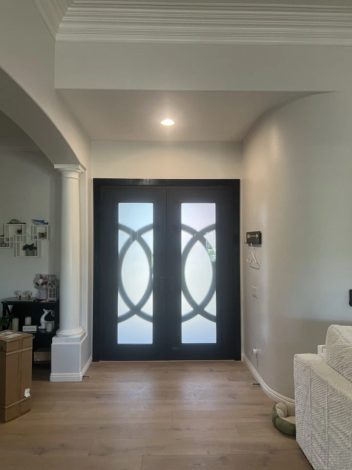 Estilo Moderno Hierro Doble Puerta 5 pies x 80 Operable Vidrio Esmerilado con Juego de Cerraduras Par Foto 4 de 4