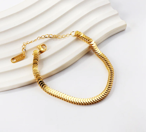 18K Gold Plated Stainless Steel Bracelet–Hypoallergenic, WaterProof Bracelet - Picture 2 of 3
