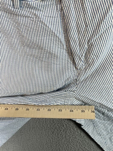 J Crew Pants Men 34x34 White Blue Seersucker Slim Fit Bowery Tapered Golf Preppy - Picture 6 of 11