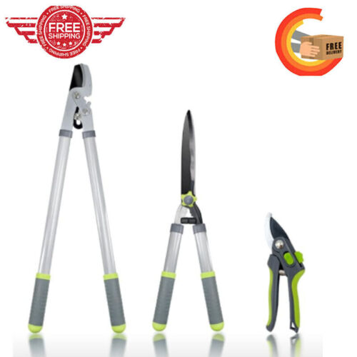 Combo Pruning Shears Garden Tools 3PCS Garden Shears Lopper Set Heavy Duty US