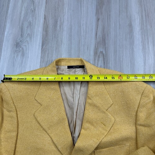 HUGO BOSS Linen Silk Cashmere 3 Button Sport Coat Blazer Jacket Yellow Men’s 42R - Picture 5 of 12