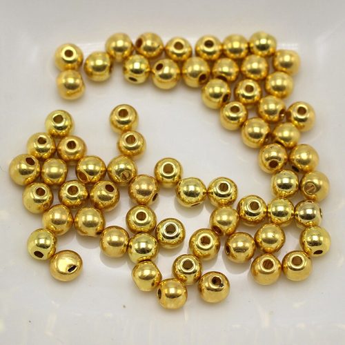 1000 Golden Tone Metallic Acrylic Smooth Round Beads 4mm Spacer Beads - Picture 2 of 5