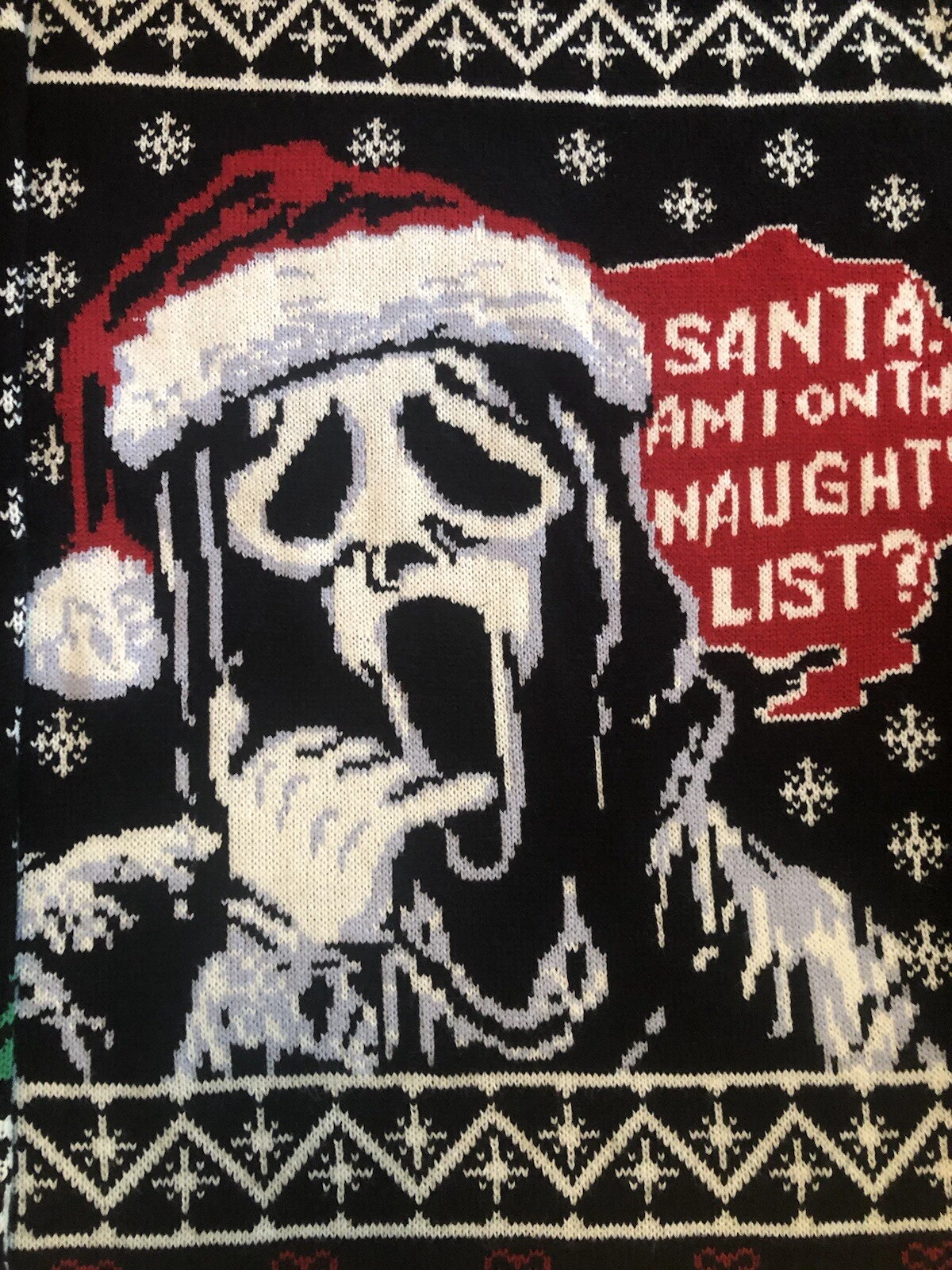 NWT GhostFace Ghost Face Ugly Christmas Holiday Ugly Sweater Large Size L Scream