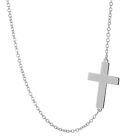 14k Solid White Gold Side Way Tiny Small Cross Pendant Minimal Necklace Gc10