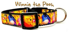 Winnie The Pooh dog collar handmade adjustable buckle  1" or 5/8" wide or leash