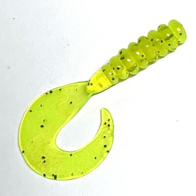 15Ct 3.8 inch curly tail grub Chartreuse pepper for fishing/ Bass Fishing lure