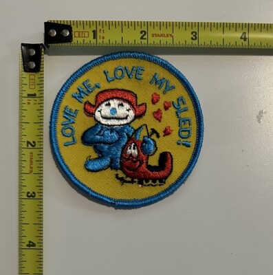 Vintage 1970s 3  Love Me Love My Sled Patch Snowmobiles Skiing NEW Old Stock