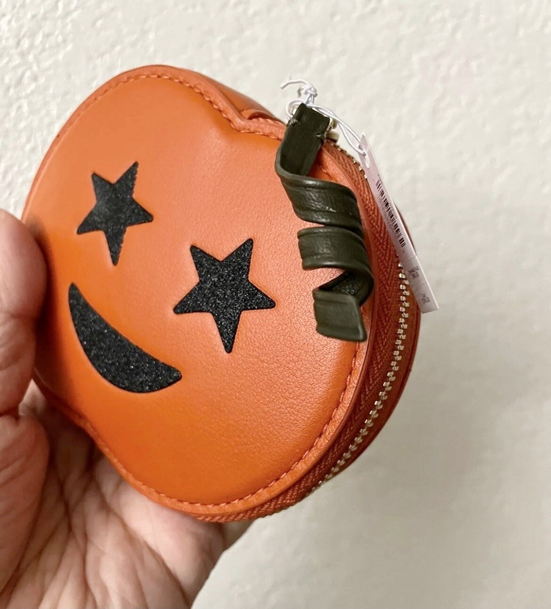 NWT Coach Leather HALLOWEEN JACK O LANTERN COIN CASE Pumpkin