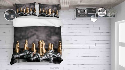 3D Chess Board Golden Black Quilt Cover Set Duvet Cover Bedding Pillowcases