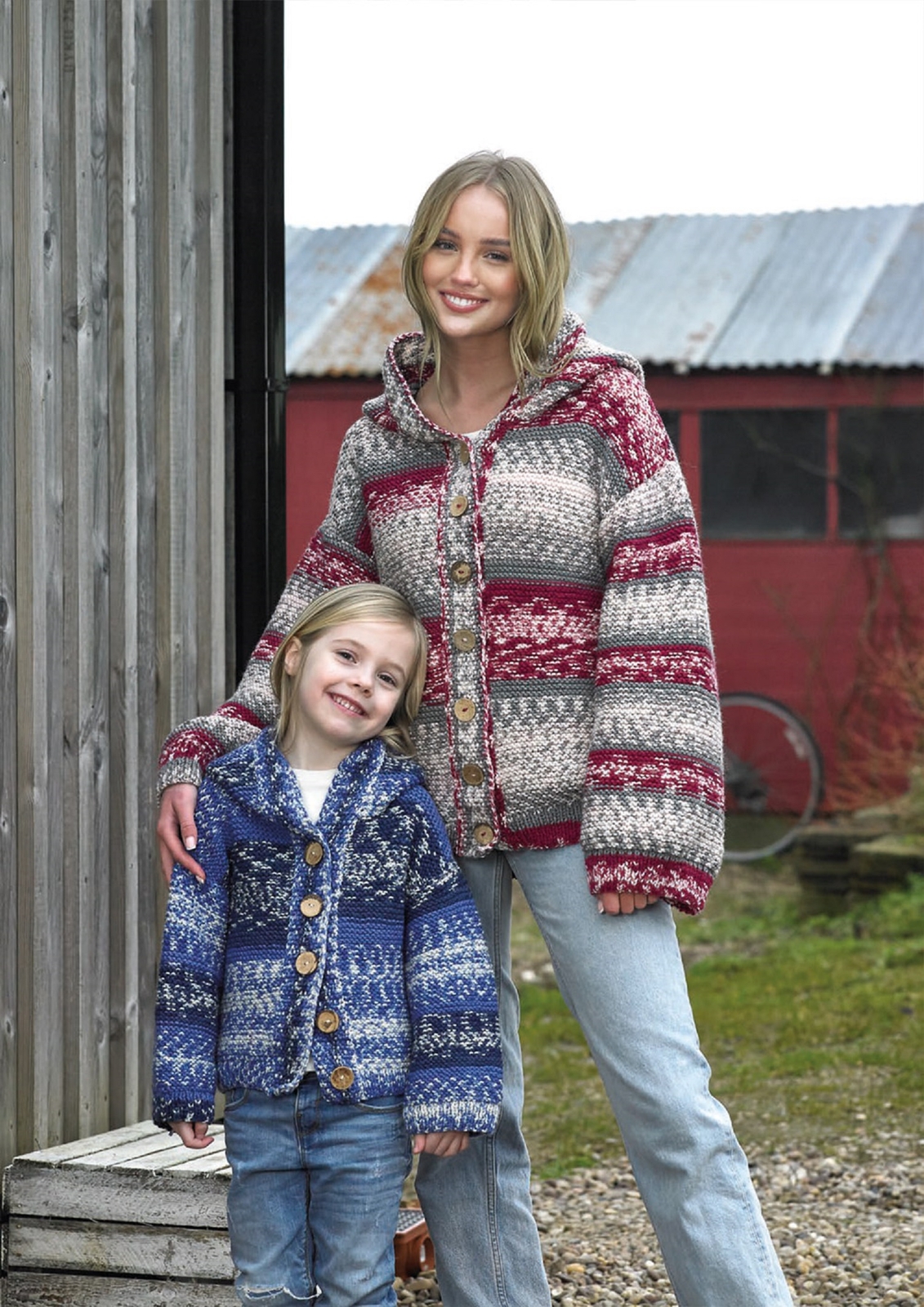 Aran Knitting Pattern Fairisle Cardigans Girls & Ladies Knit James Brett JB918