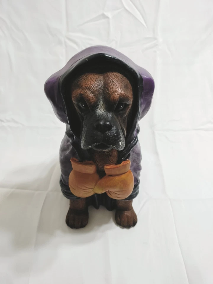 Cracker Barrel Halloween Dog Boxer Statue Spiderweb - Image 2 of 4