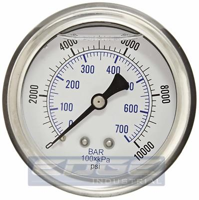 #ad LIQUID FILLED PRESSURE GAUGE 0 10000 PSI 2.5quot; FACE 1 4quot; BACK MOUNT WOG $22.71