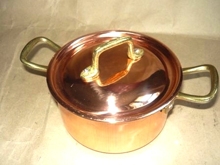 Pentolino in Rame stagnato da cucina manici ottone 500g