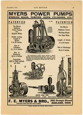 1910 F. E. Myers & Bro. Ad: Myers Power Pumps - Ashland, Ohio