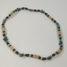 Faux Turquoise Bead Boho Rope Silver Tone Choker Necklace