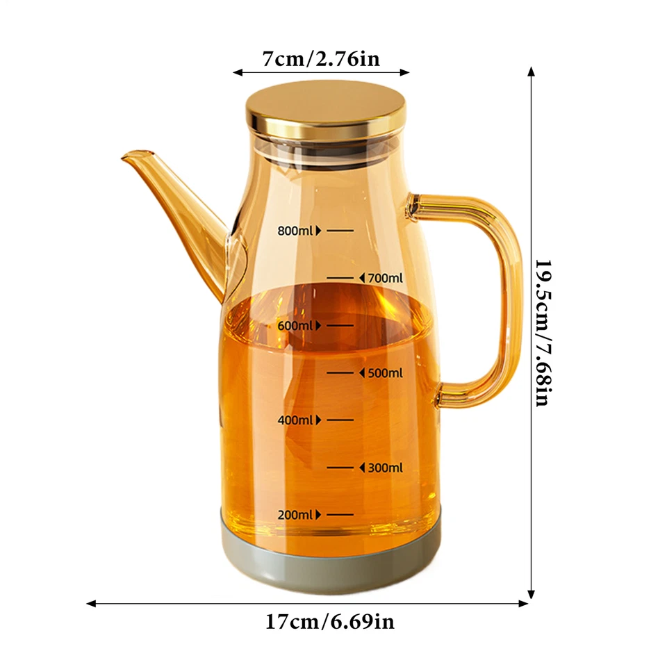 Oil Pour Bottle Refillable Soy Sauce Vinegar Glass Jug With Anti-Drip With Scale - Image 2 of 4