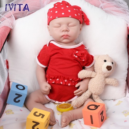 18"Eyes Closed Lifelike Silicone Reborn Girl Doll Child Accompany Washable 3200g - Picture 2 of 12