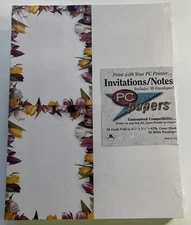 AMPAD Computer Paper Invitation Note Card stationery VTG 1990 Tulips 50 pack