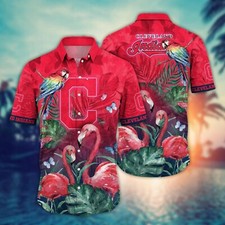 Cleveland Baseball Team Indians Hawaiian Shirt Button Down Unisex Adults S-5XL