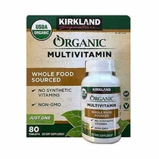 Kirkland Organic Multivitamin, Whole Food Source, Non-GMO, 80 Tabs EXP 01-27