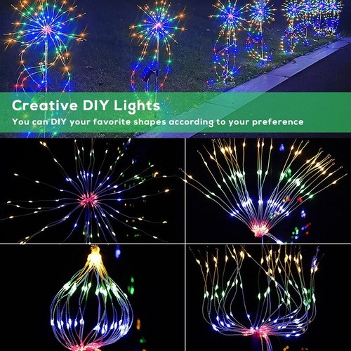 150LED Solar Firework Lights Waterproof Path Lawn Garden Christmas Decor Lamp US - Picture 34 of 47