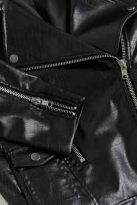 H&M Limited Edition Vegan Black Coated Crocodile Leather Biker