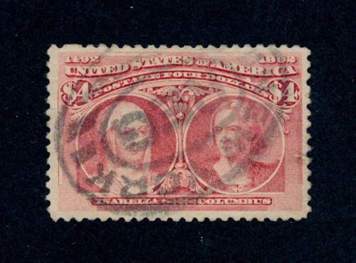 drbobstamps US Scott #244 Used $4 Columbian Stamp (See Description)  - Picture 1 of 2