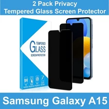 2 Pack Privacy Tempered Glass Screen Protector Cover For Samsung Galaxy A15 5G