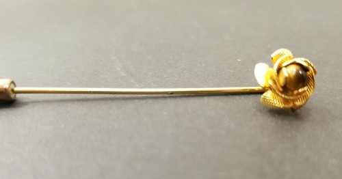 Vintage Goldtoned Rose Stick Pin Brooch Hat Pin - Picture 8 of 9