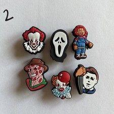 6pc Horror Movie Croc Charms Scary Movie Accessories Fits Crocs Shoes Wristbands