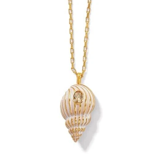 NWTag Brighton PARADISE COVE SPIRAL SHELL White Wash Gold Necklace   MSRP $90
