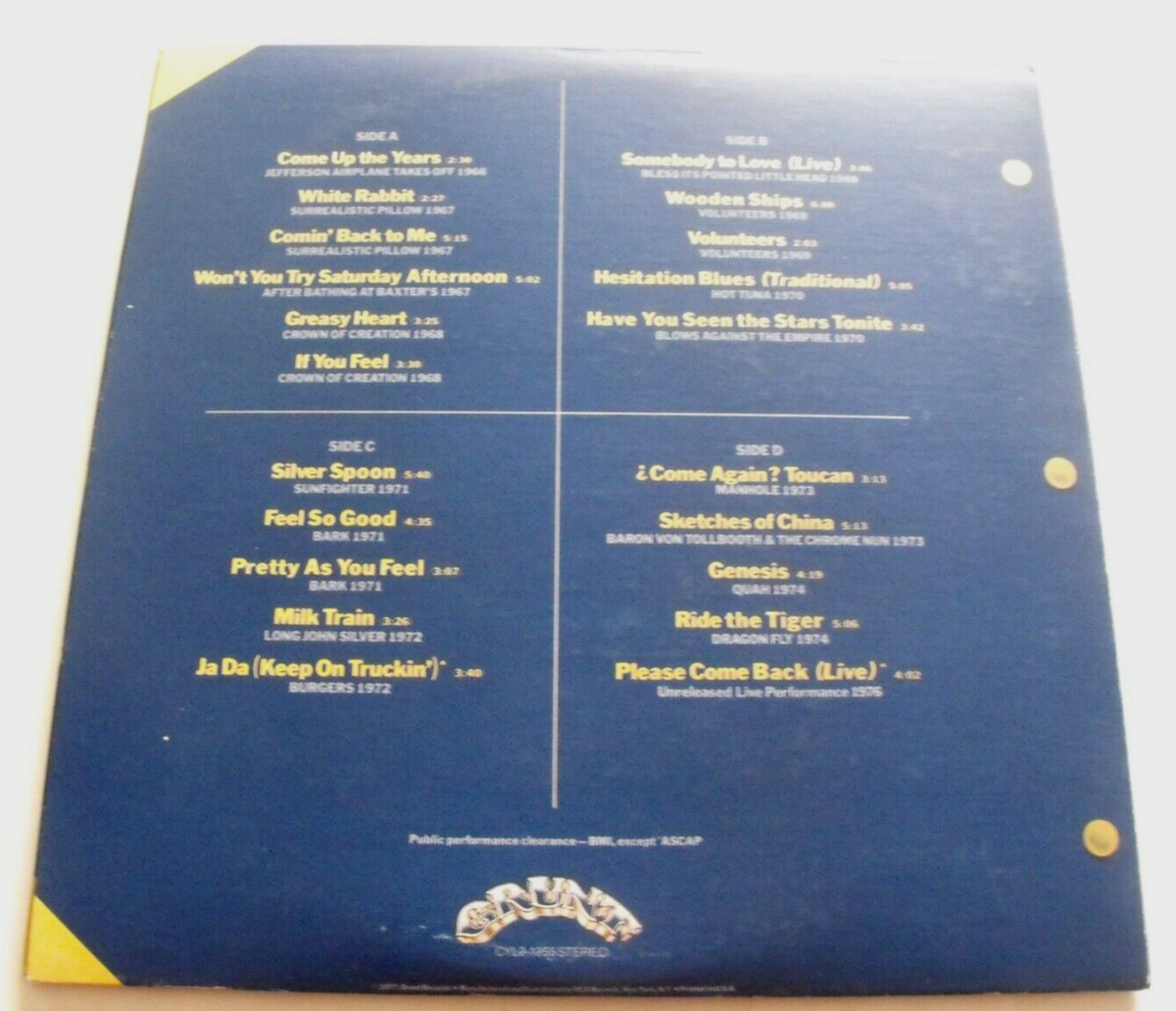 JEFFERSON AIRPLANE - Flight Log 1966-1976 - Vinyl 2 LP Record