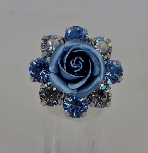 Anton Hübner Vintage Damenring blaue Rose Swarovski Elements (60576)